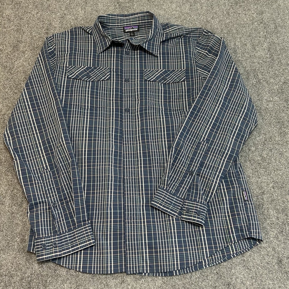 Patagonia‎ Plaid Blue Shirt Mens Medium Button Up Long Sleeve Casual Cotton